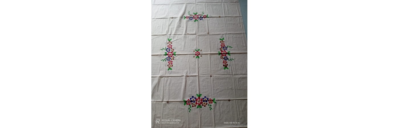 Handpainted  cotton Single bed sheet Floral Print - Design 3